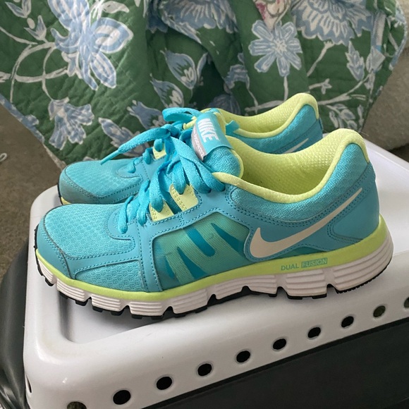 Nike Shoes - Nike Kids Teal and Lime Sneakers